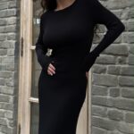 Платье PETRA с длинным рукавом, чёрный, One Size